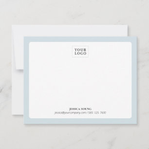 Blue Simple Colour Logo Business Note Card