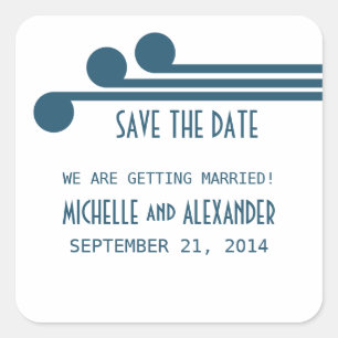 Blue Simple Deco Chic Save the Date Stickers