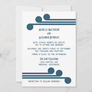 Blue Simple Deco Chic Wedding Invite