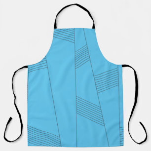 Blue, simple, elegant, abstract line pattern apron