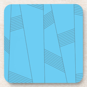 Blue, simple, elegant, abstract line pattern coaster
