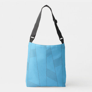 Blue, simple, elegant, abstract line pattern crossbody bag