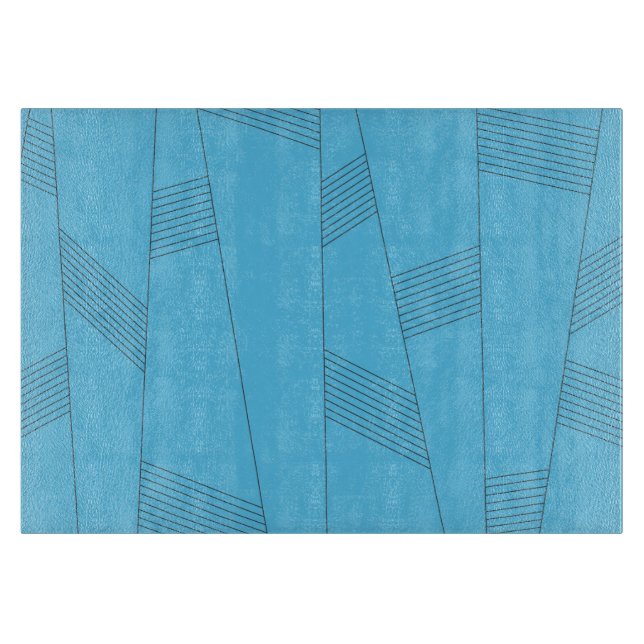 Blue, simple, elegant, abstract line pattern cutting board (Front)