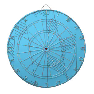 Blue, simple, elegant, abstract line pattern dartboard