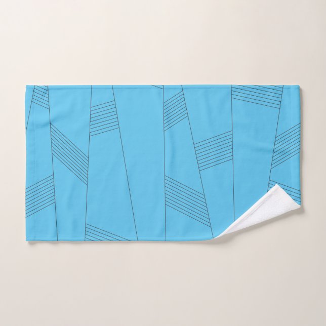 Blue, simple, elegant, abstract line pattern hand towel (Hand Towel)