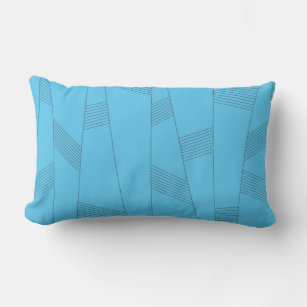 Blue, simple, elegant, abstract line pattern lumbar cushion