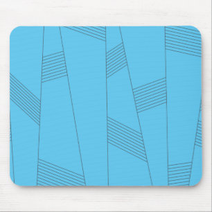 Blue, simple, elegant, abstract line pattern mouse mat