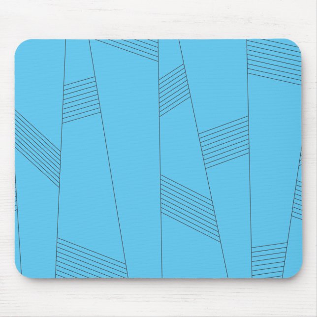 Blue, simple, elegant, abstract line pattern mouse mat (Front)