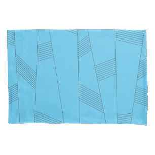 Blue, simple, elegant, abstract line pattern pillowcase