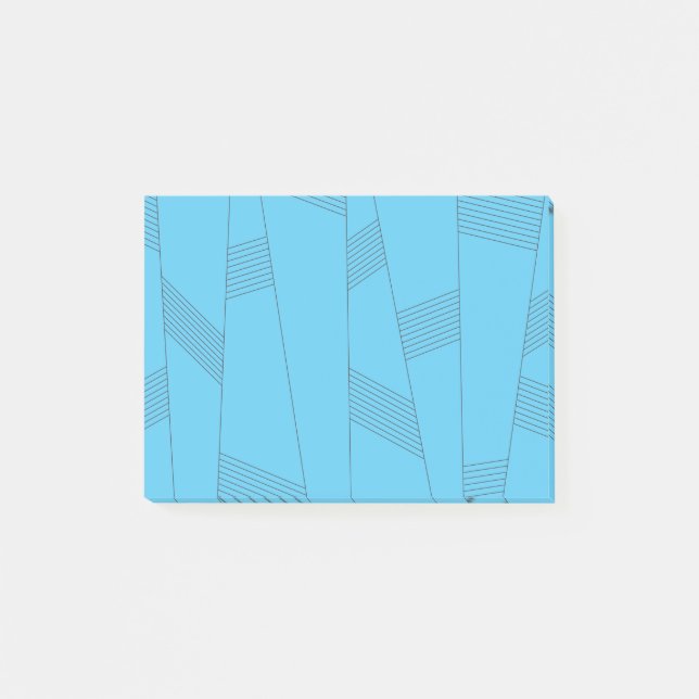 Blue, simple, elegant, abstract line pattern post-it notes (Front)