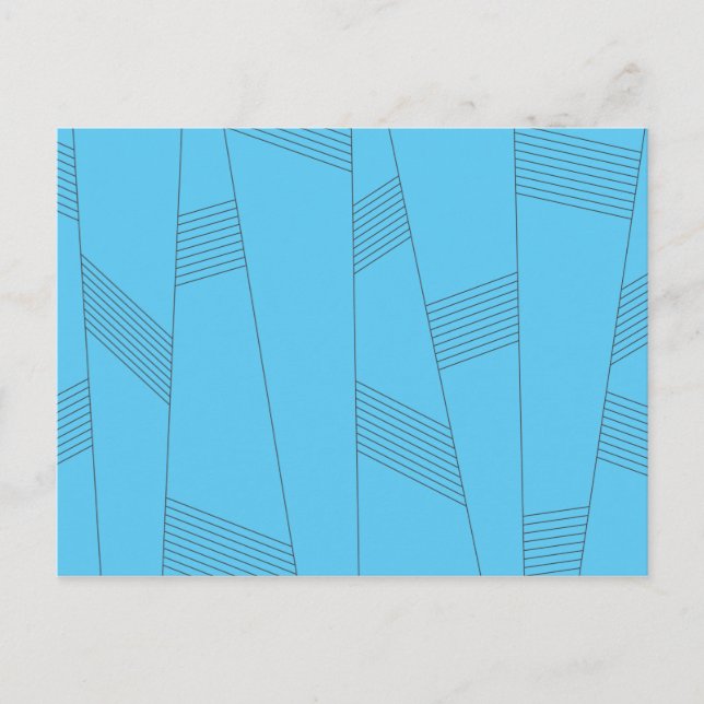 Blue, simple, elegant, abstract line pattern postcard (Front)