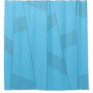 Blue, simple, elegant, abstract line pattern shower curtain