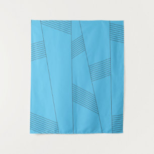 Blue, simple, elegant, abstract line pattern tapestry