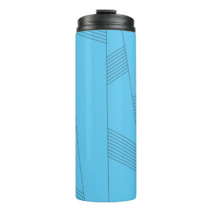 Blue, simple, elegant, abstract line pattern thermal tumbler