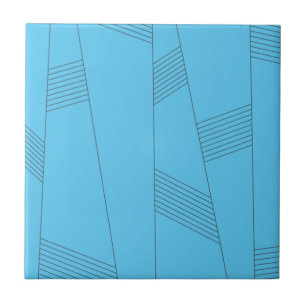 Blue, simple, elegant, abstract line pattern tile