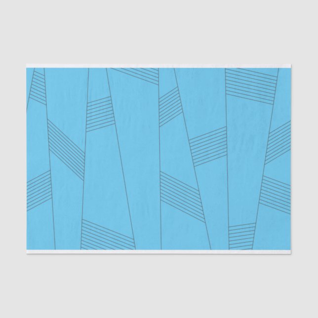 Blue, simple, elegant, abstract line pattern tissue paper (Front)
