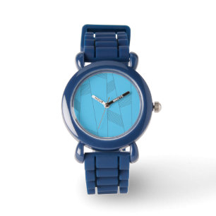 Blue, simple, elegant, abstract line pattern watch