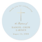Blue Simple Elegant Gold Cross Baptism Christening