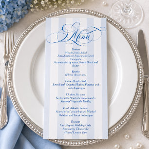 Blue Simple Elegant Script Wedding Menu