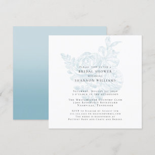 Blue Simple Floral Bridal Shower Invitation