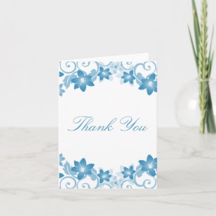 Blue Simple Floral Thank You Card