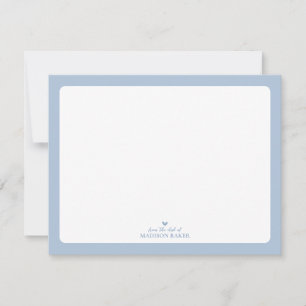 Blue Simple Heart Personalised Stationery Card