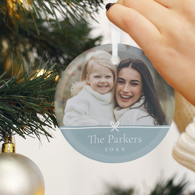 Blue | Simple Minimal Bow Photo Glass Tree Decoration (Creator Uploaded)