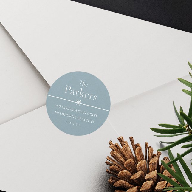 Blue | Simple Minimal Bow Return Address Sticker (Creator Uploaded)