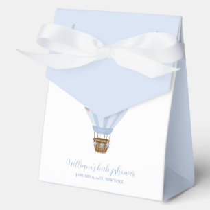 Blue Simple Minimal Hot Air Balloon Baby Shower Favour Box
