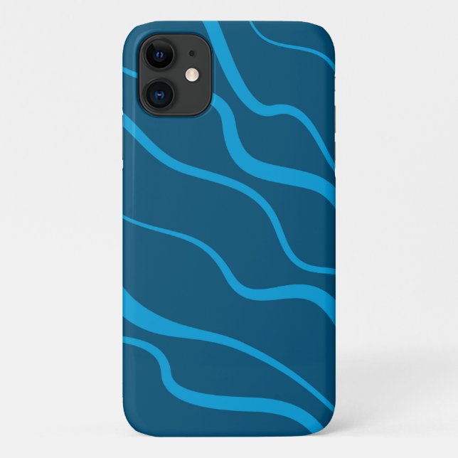 Blue, simple, modern, cool wave abstraction Case-Mate iPhone case (Back)