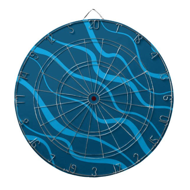 Blue, simple, modern, cool wave abstraction dartboard (Front)