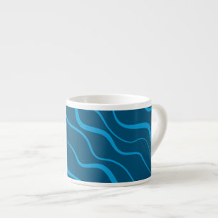 Blue, simple, modern, cool wave abstraction espresso cup