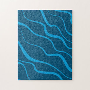Blue, simple, modern, cool wave abstraction jigsaw puzzle