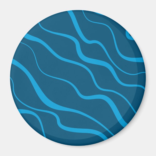 Blue, simple, modern, cool wave abstraction magnet (Front)