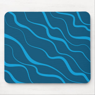 Blue, simple, modern, cool wave abstraction mouse mat