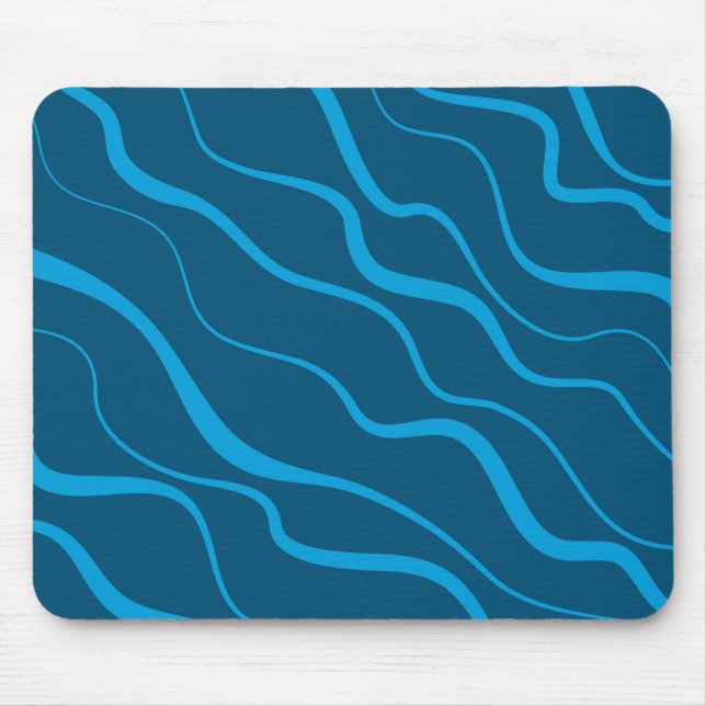 Blue, simple, modern, cool wave abstraction mouse mat (Front)