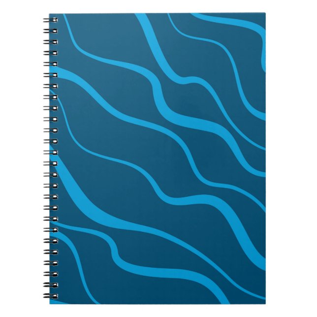 Blue, simple, modern, cool wave abstraction notebook (Front)