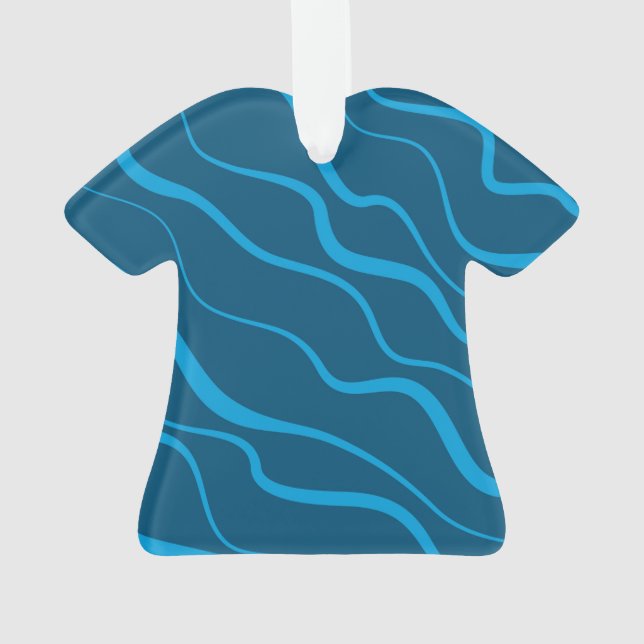 Blue, simple, modern, cool wave abstraction ornament (Back)