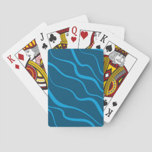 Blue, simple, modern, cool wave abstraction playing cards
