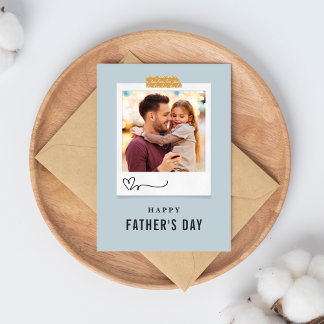 Blue, Simple & Modern Father's Day Photo Holiday Card