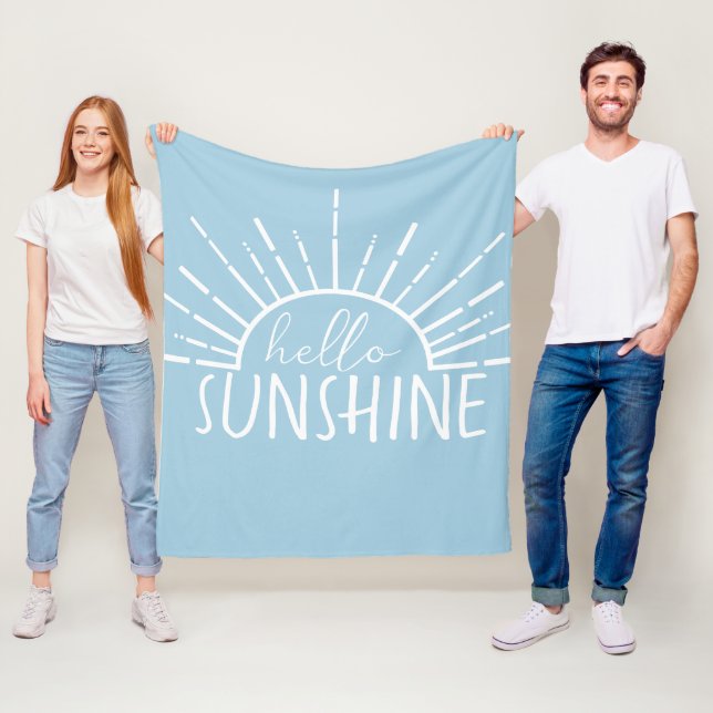 Blue Simple Modern Hello Sunshine      Fleece Blanket (In Situ)