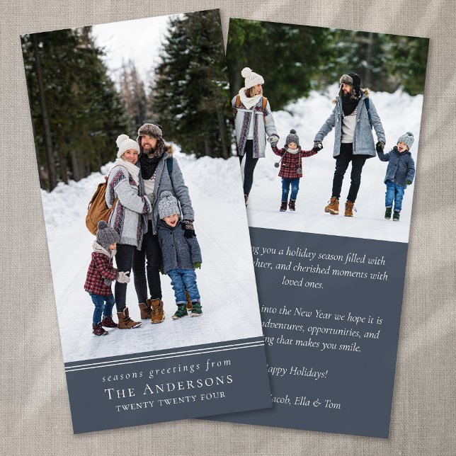 Blue Simple Modern Photo  Holiday Card (Creator Uploaded)