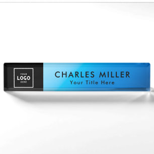 Blue Simple Modern Professional business logo Nameplate