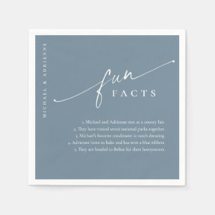 Blue Simple Modern Script Fun Facts Wedding Napkin