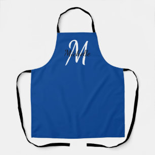 Blue Simple Monogram Classic Trendy Apron