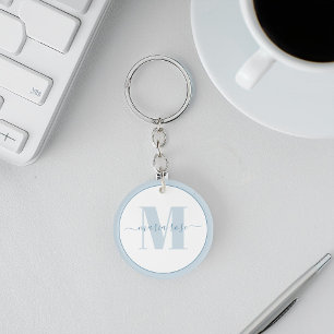 Blue Simple Monogram Personalised Key Ring