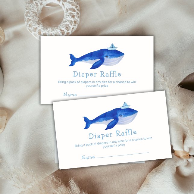 Blue Simple Ocean Whale Diaper Raffle Baby Shower  Enclosure Card (Blue Simple Ocean Whale Diaper Raffle Baby Shower Enclosure Card)