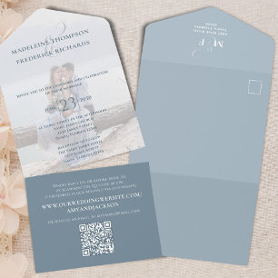 Blue Simple Photo Template Wedding QR Code