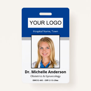 Blue Simple Professional Employee Custom Identity ID Badge