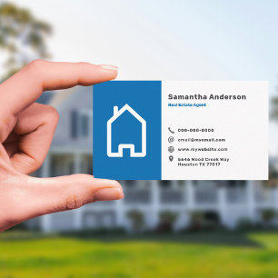 Blue & Simple Real Estate Agent Business Card